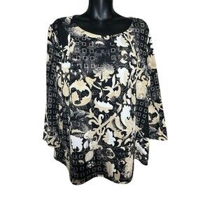Easywear by Chico's Top Floral Blouse Size 2